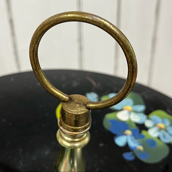 Vintage Center Handled Black Serving Tray w/ Tole Painted Design - Picture 4 of 16